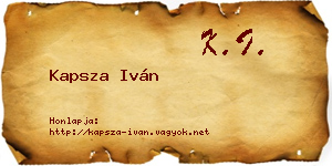 Kapsza Iván névjegykártya